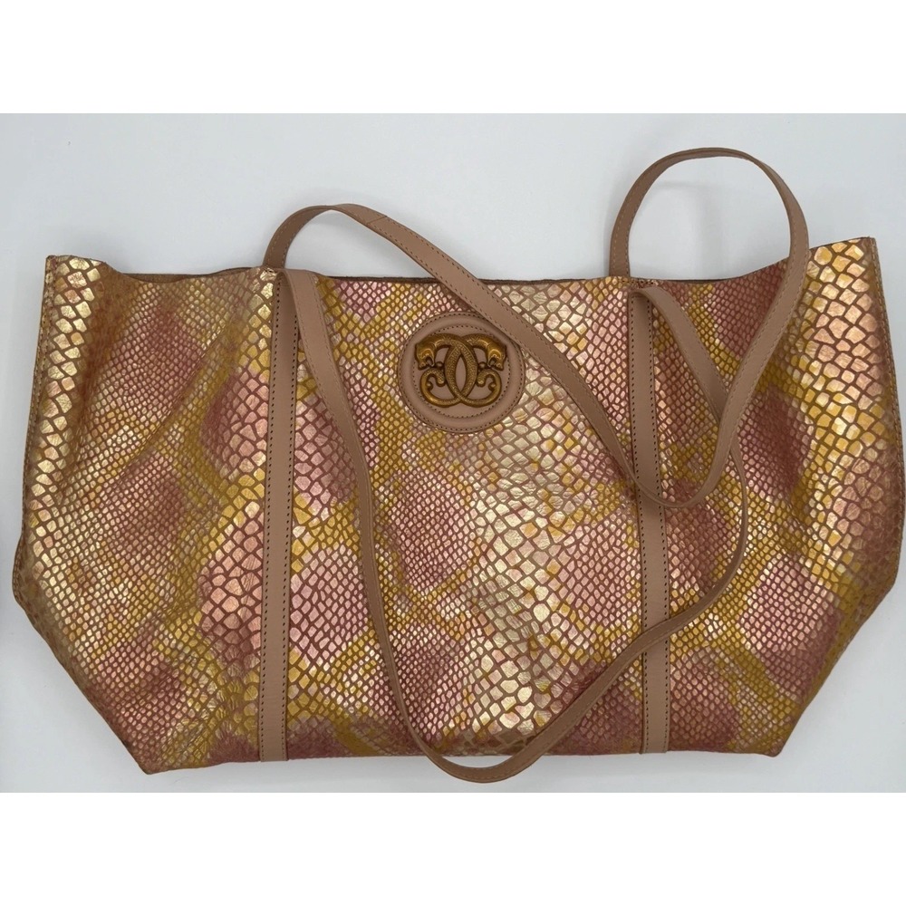Sharif Legacy Snake Pattern Soft Leather Light Weight Tote Iridescent Colors